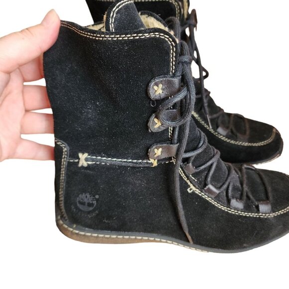 Timberland Reykir Ghillie Black Suede Lace Up Lined WP Ankle Boots Women's 7.5M - Picture 9 of 13